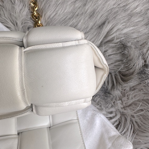 Bottega Veneta Chain Cassette Padded Intrecciato Crossbody Bag - White/Gold - Picture 6 of 14